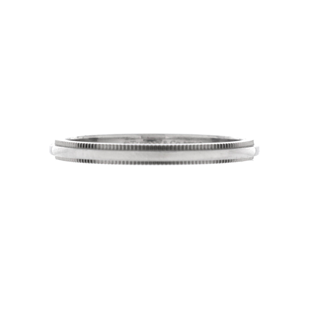 Tiffany & Co. 2mm Classic Milgrain Band Ring Platinum